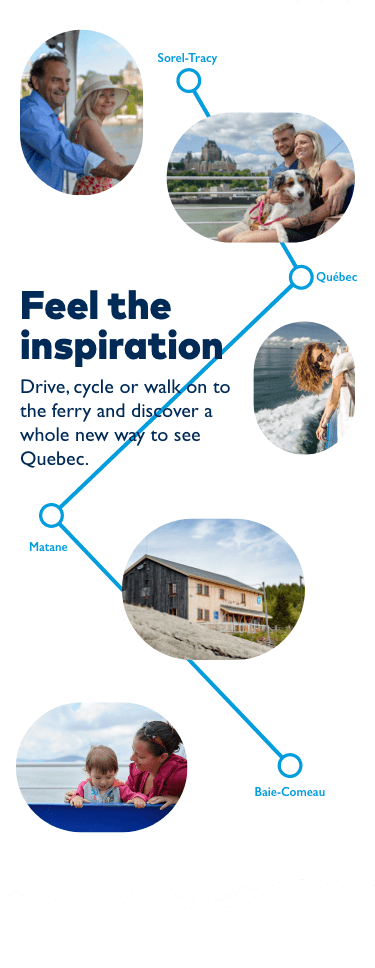 Feel the inspiration - Drive, cycle or walk on to the ferry and discover a whole new way to see Quebec.