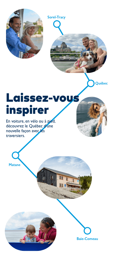 Laissez-vous inspirer - En voiture, en vélo ou à pied, découvrez le Québec d'une nouvelle façon avec les traversiers.